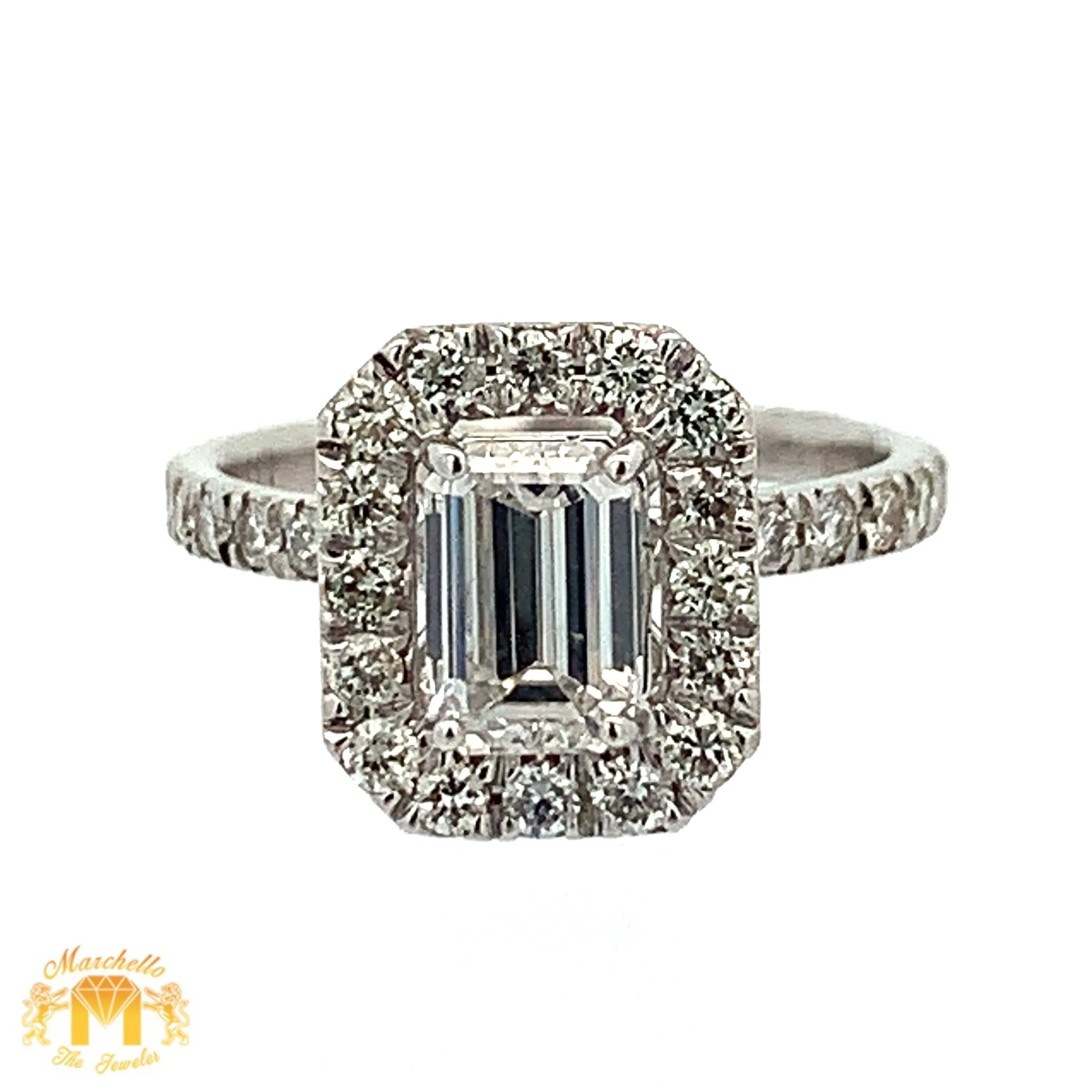 VVS clarity G color diamonds GIA certified 18k White Gold Emerald Cut Ring