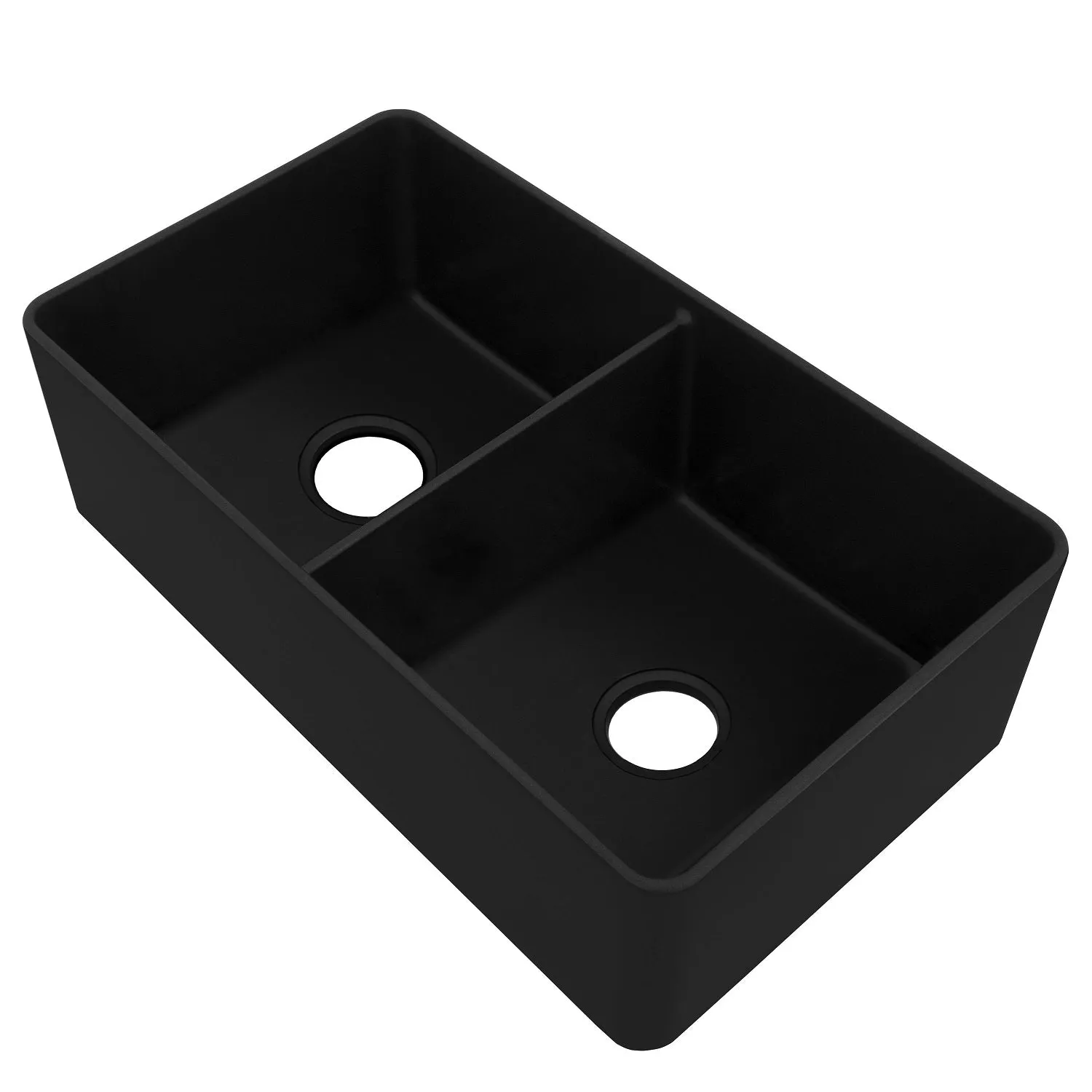 ZLINE 33" Siena Farmhouse Double Bowl Apron Mount Quartz Sink in Matte Black (SK-QAD-MB-33)