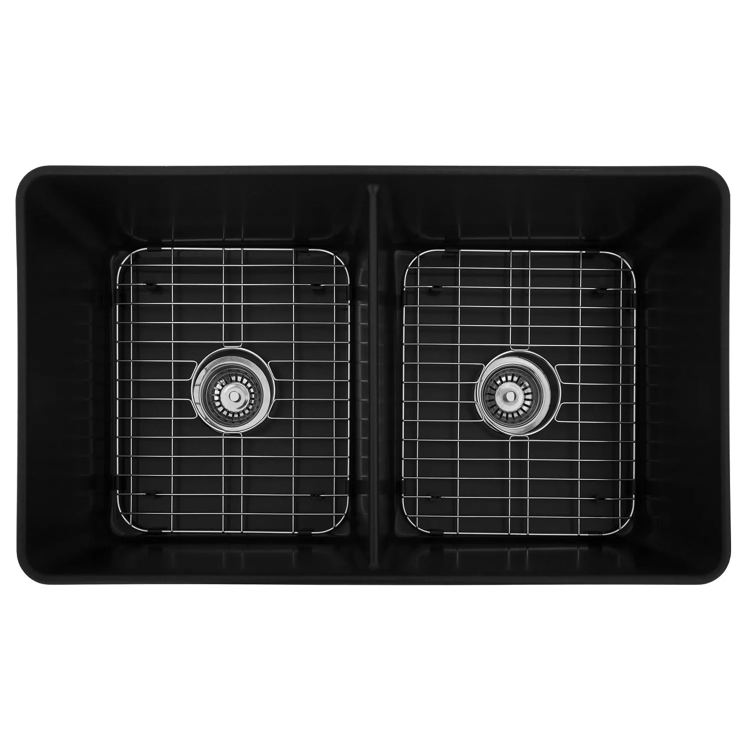 ZLINE 33" Siena Farmhouse Double Bowl Apron Mount Quartz Sink in Matte Black (SK-QAD-MB-33)