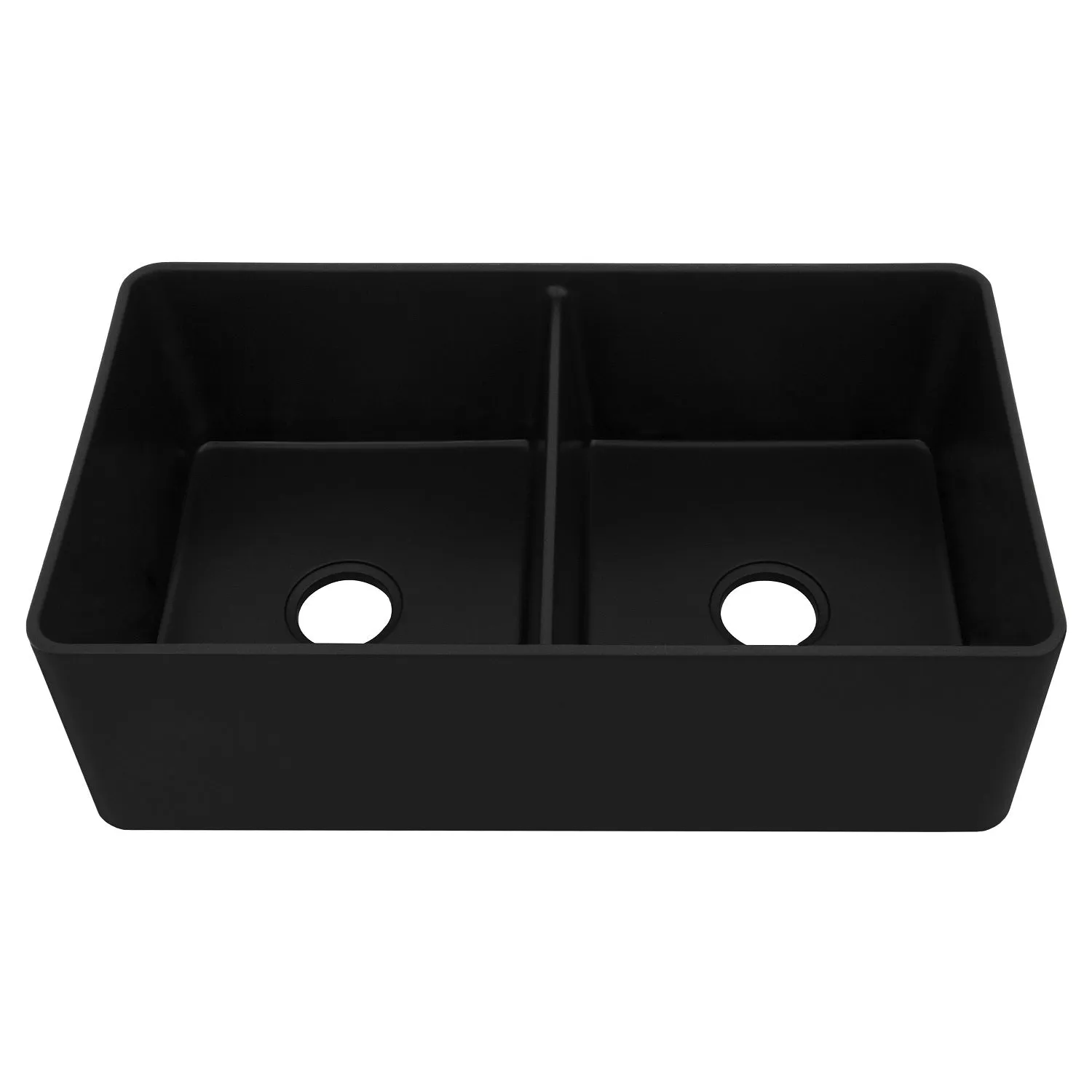 ZLINE 33" Siena Farmhouse Double Bowl Apron Mount Quartz Sink in Matte Black (SK-QAD-MB-33)